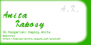 anita kaposy business card